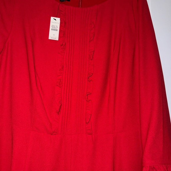 Talbots red a line dress with ruffles! ❤️ 👗 - Picture 3 of 5
